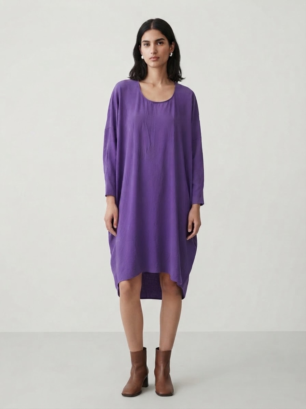 COS Purple High-Low Scoop Neck Dress
